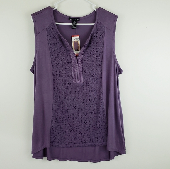 RXB Tops - RXB sleeveless tank w/lace crochet